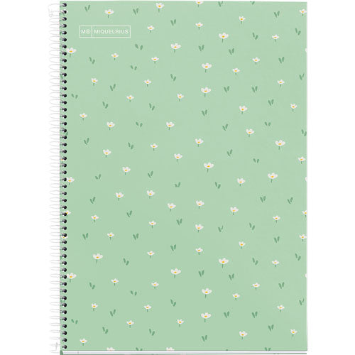 MIQUELRIUS MR HARD COVER SPIRAL 90G 80SHT 4MM SQUARE NOTEBOOK A4-FLOWERGREEN