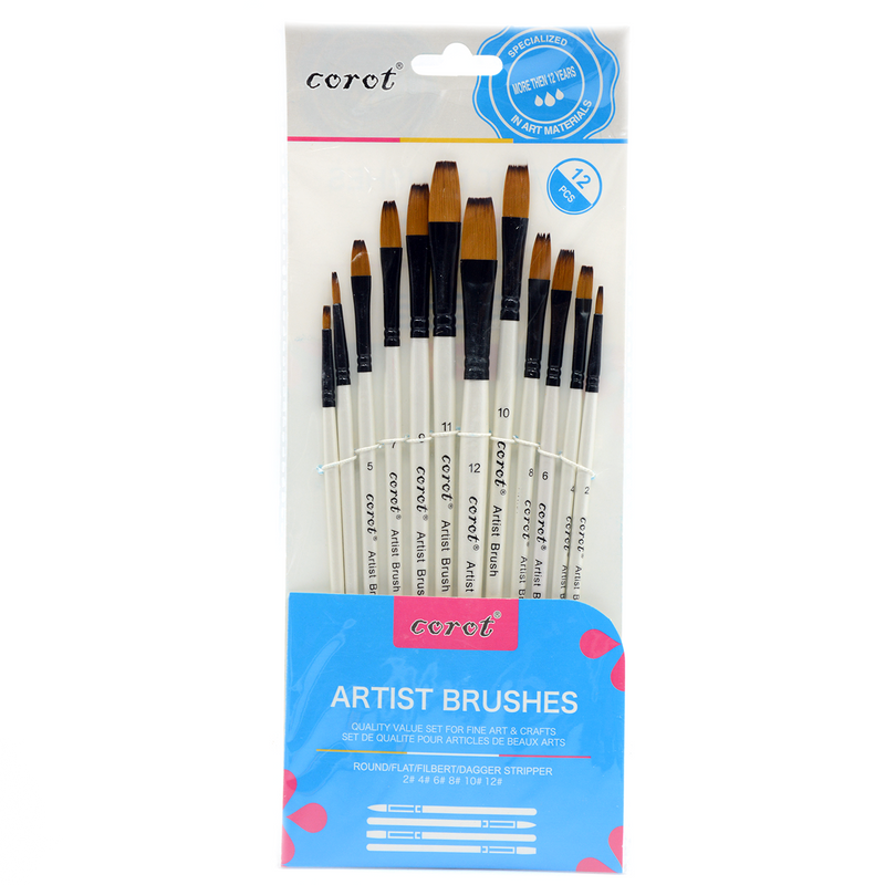 BIANYO COROT ARTIST BRUSH 12PCS FLAT