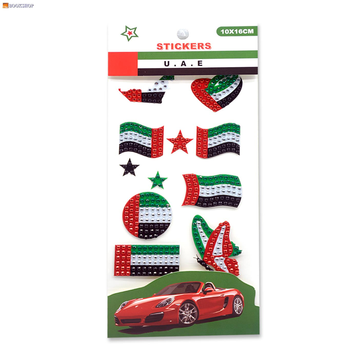 UAE FLAG DIAMOND STONE STICKERS 10X16CM CARD