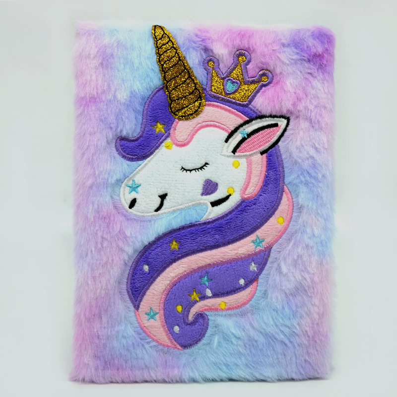 SOFT PLUSH COVER NOTEBOOK 21X15CM-UNICORN ASSTD