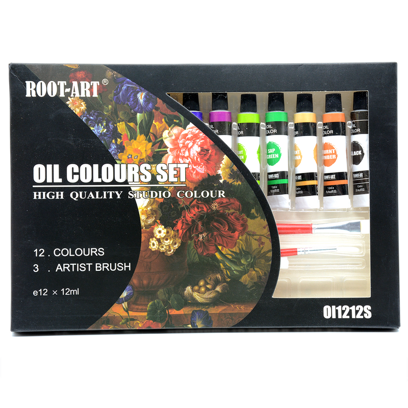 ROOT-ART OIL COLOURS SET 12COL & 3 BRUSH (12X12ML)