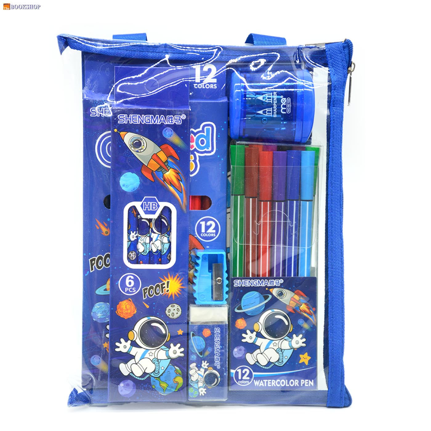 SHENGMA 6 IN1 STATIONERY SET IN ZIPPER BAG ASSTD TYPE-2
