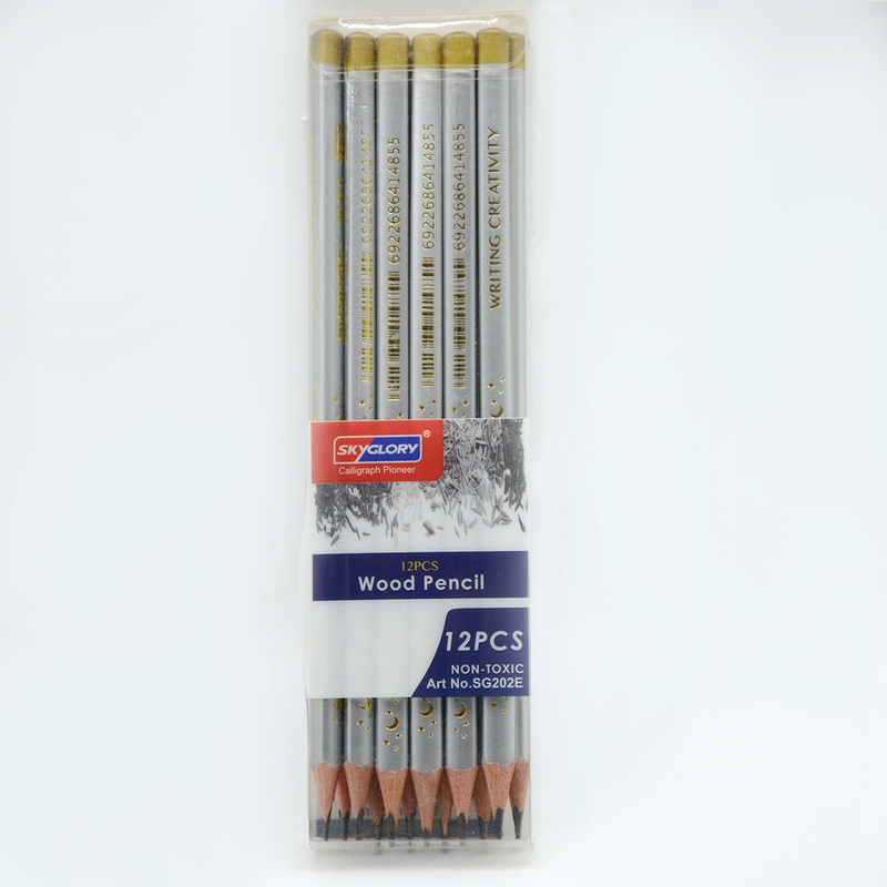 SKYGLORY 12PCS WOOD PENCIL W/ERASER SG203/SG213