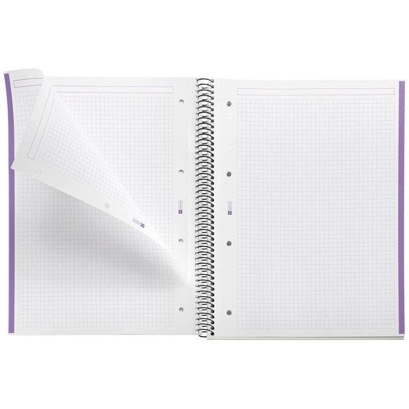 MIQUELRIUS MR-1 PP COVER SPIRAL A4 70G 80SHT 5MM SQUARE NOTEBOOK-BLACK/LILAC