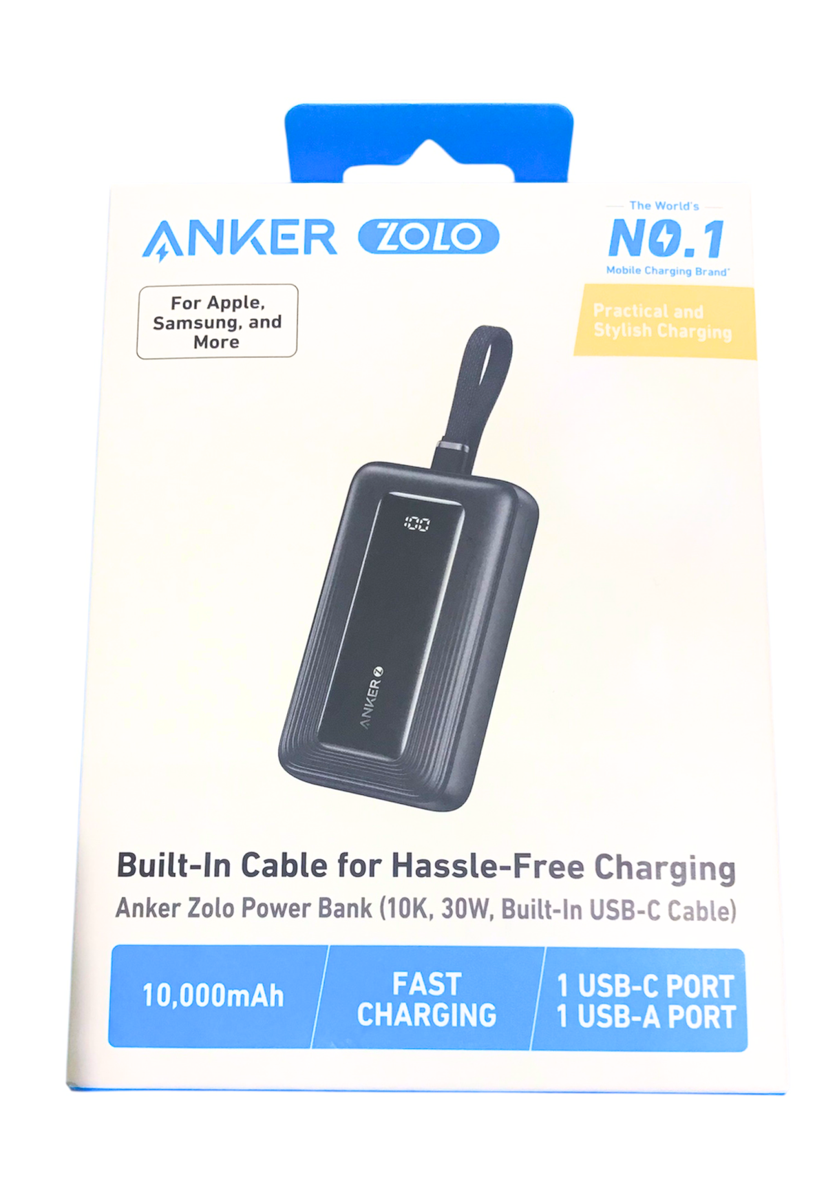ANKER ZOLO POWERCORE 10000 MAH POWERBANK 30W USB C-CABLE BLACK