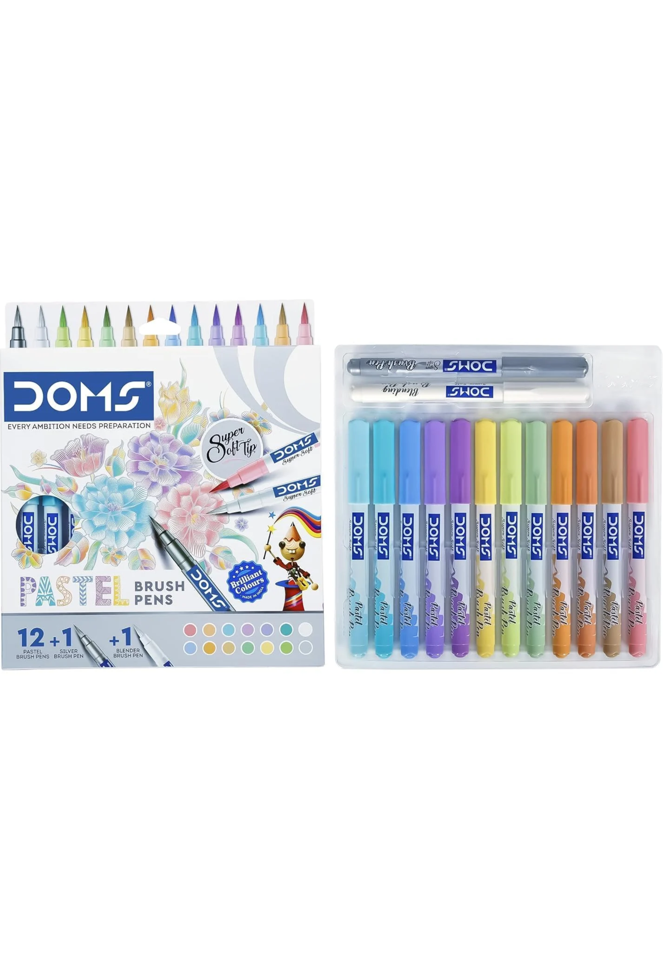 DOMS PASTEL BRUSH PENS 12PCS+1PCS METALLIC+1PCS BLENDER