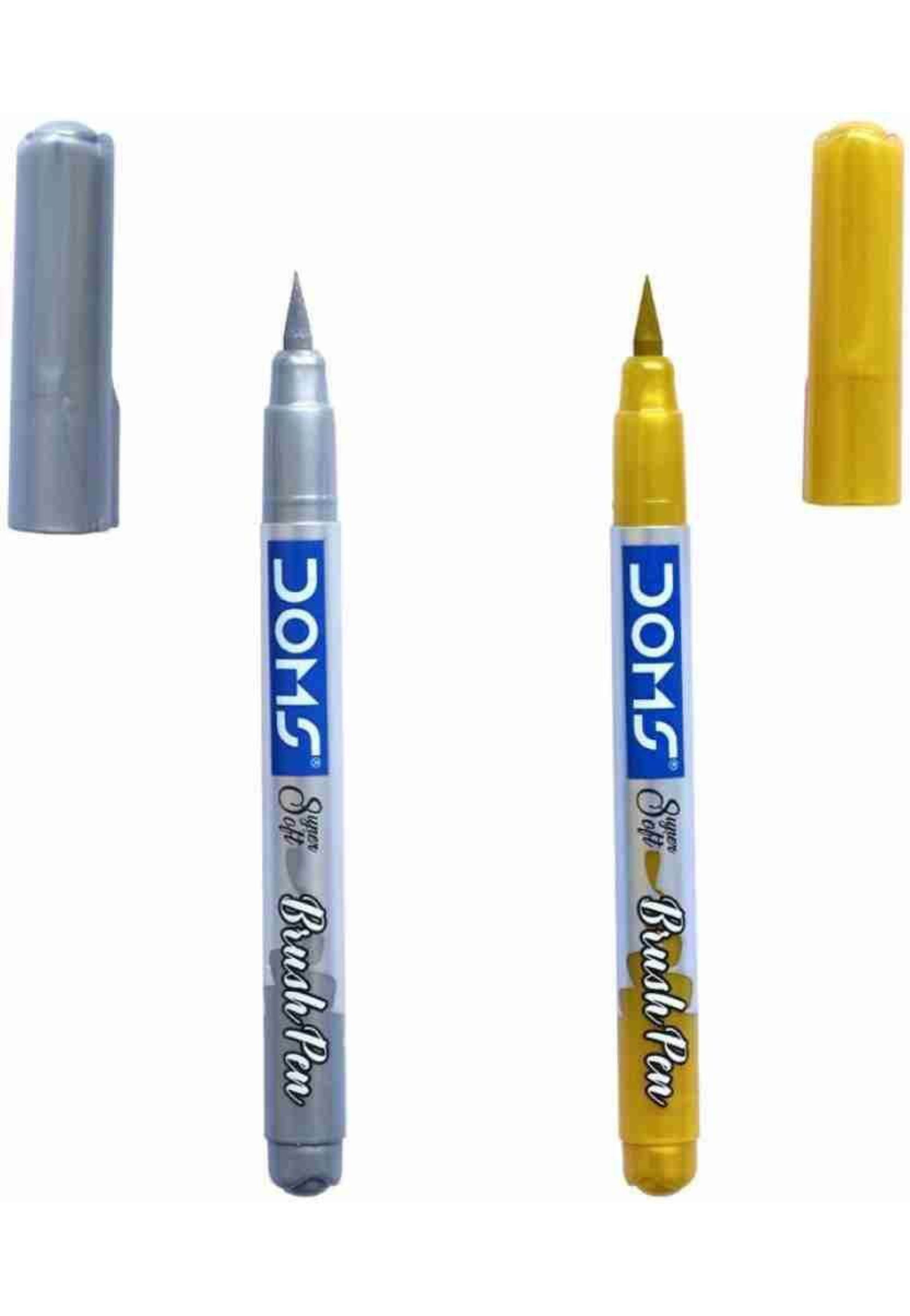 DOMS SILVER &GOLD METALLIC BRUSH PENS 2PCS PACK