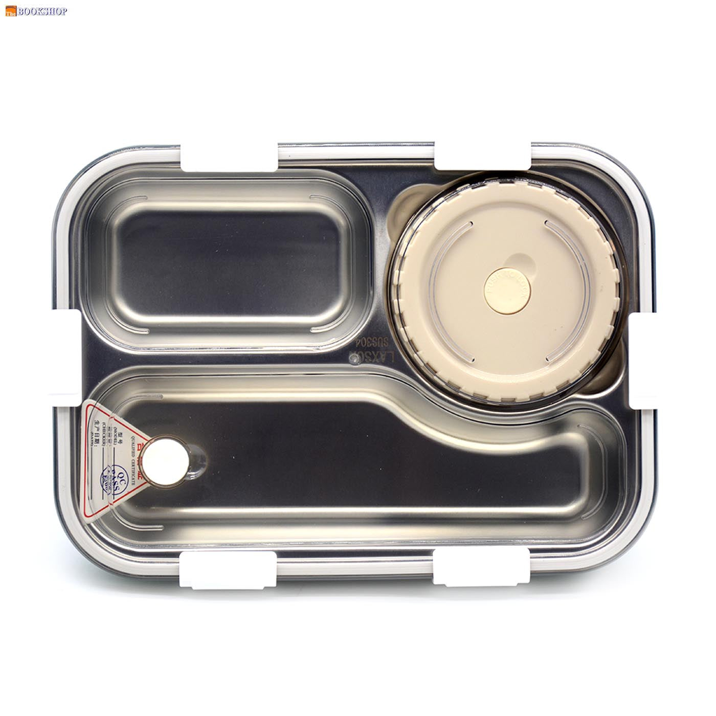 STAINLESS STEEL LUNCH BOX W/3DIVSION&6CLOSURE 850ML LX-7095