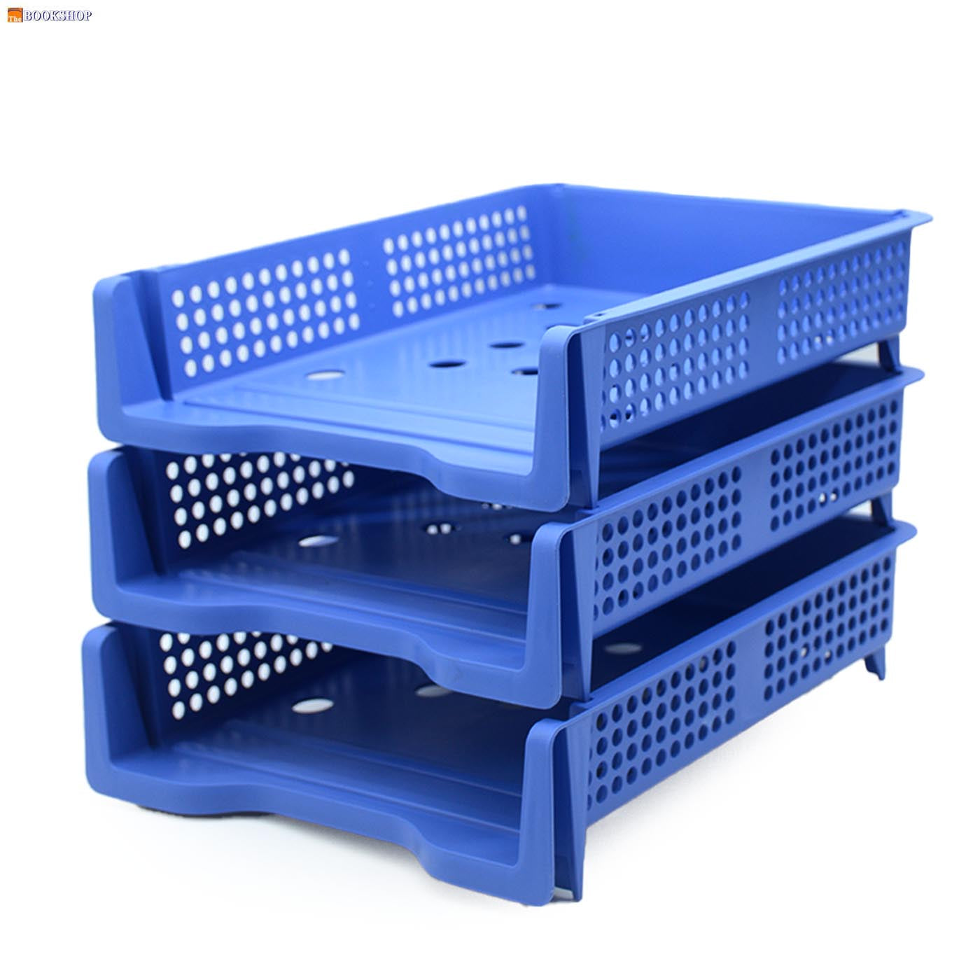 DGG 3TIER PLASTIC DOCUMENT TRAY BLUE
