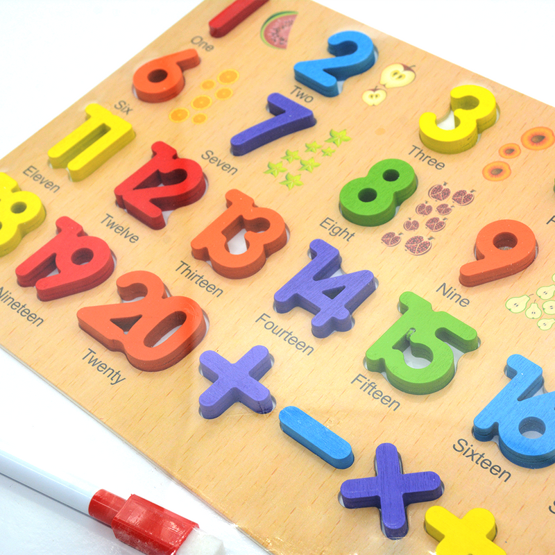 WOODEN PUZZLE BOARD 30X30CM -ARABIC NUMBERS