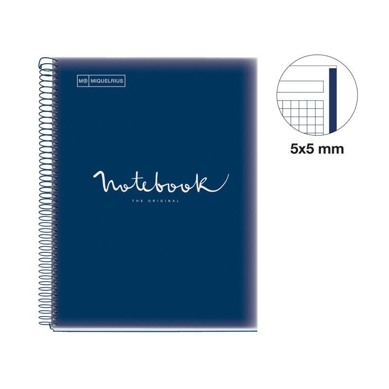 MIQUELRIUS MR PP COVER SPIRAL A4 90G 80SHT 5MM SQUARE NOTEBOOK-EMOTIONS NAVY