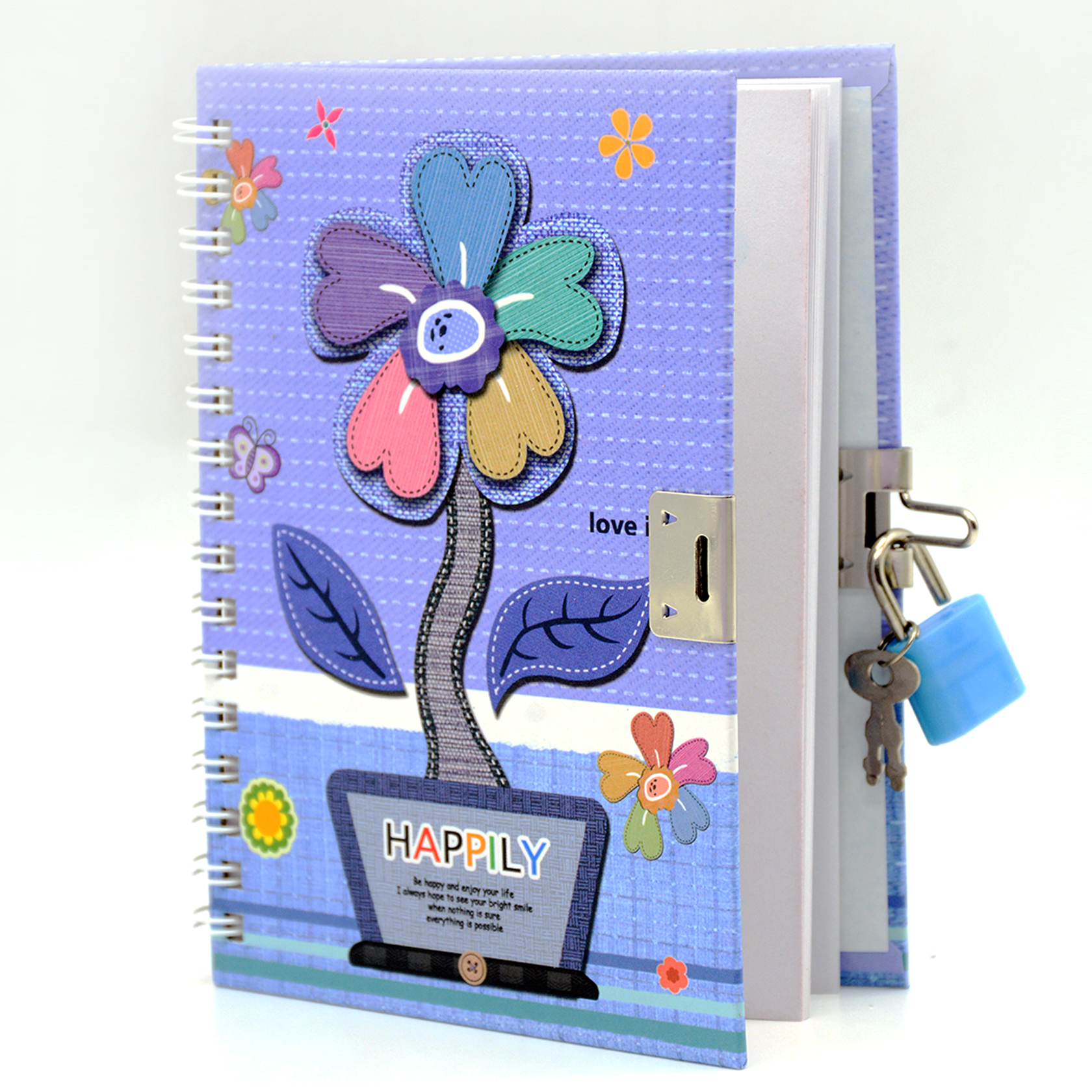 SPIRAL NOTEBOOK W/LOCK&KEY SET 19.5X14.5CM
