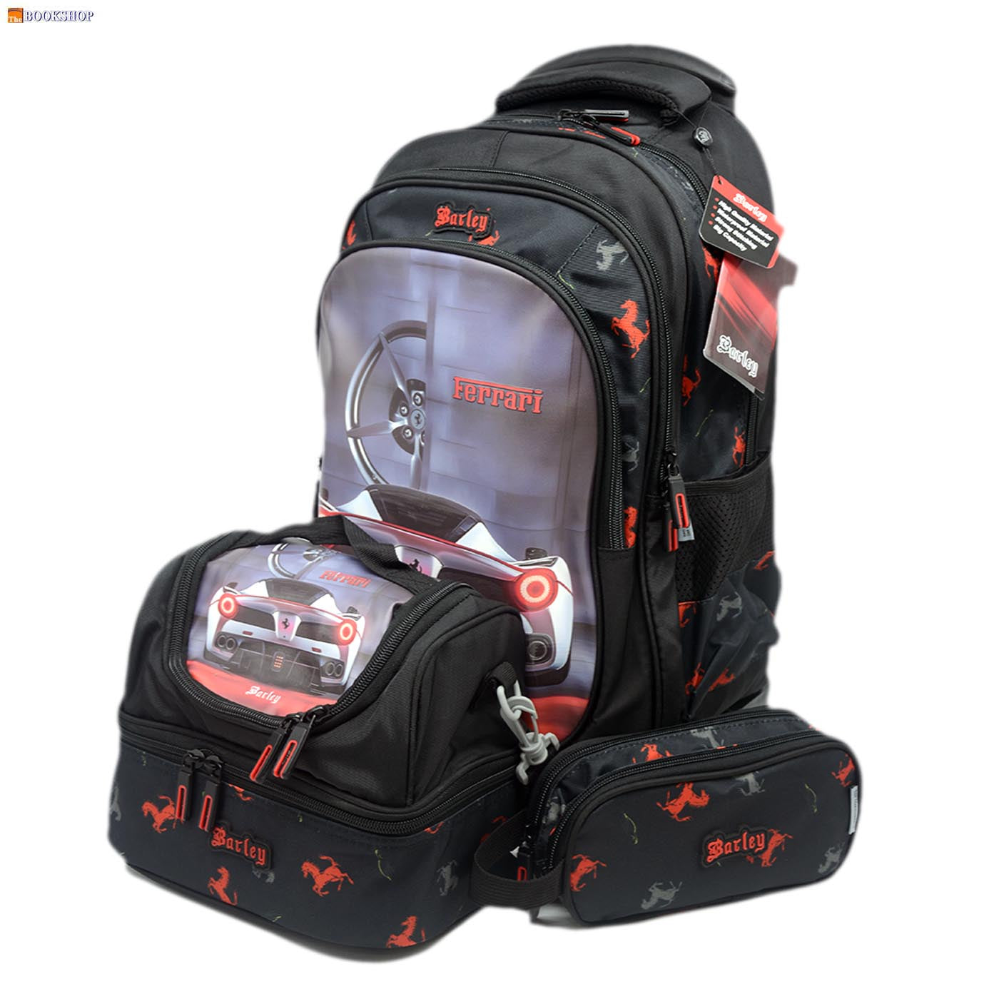 BARLEY TROLLEY BAG 18" 3COMP W/PENCIL CASE&LUNCH BAG- FERRARI