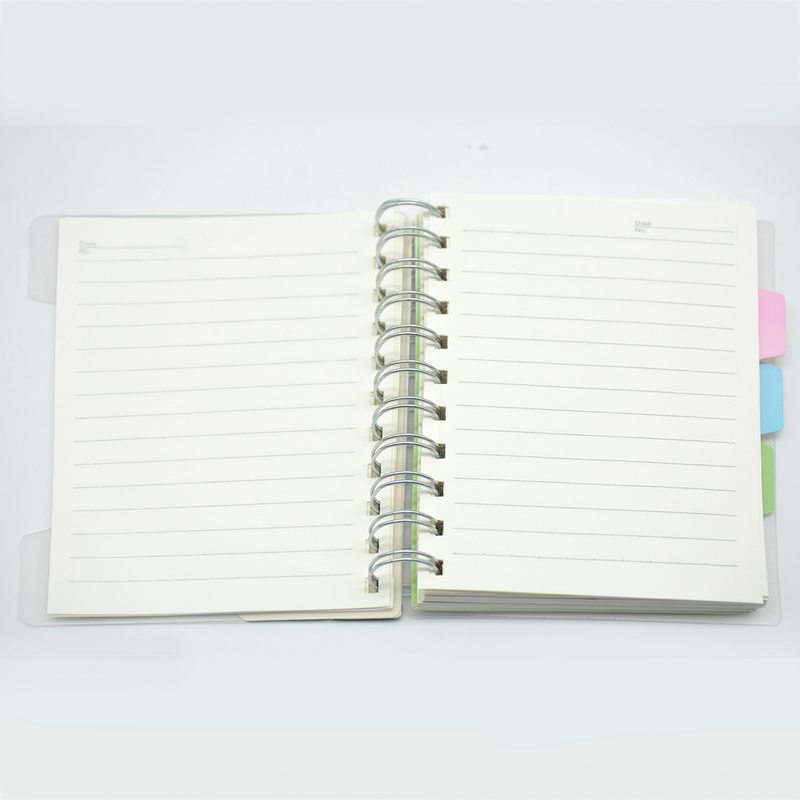 WENZHANG PP TRANSPARENT COVER SPIRAL 3-SUBJECT INDEX 1LINE NOTEBOOK A6