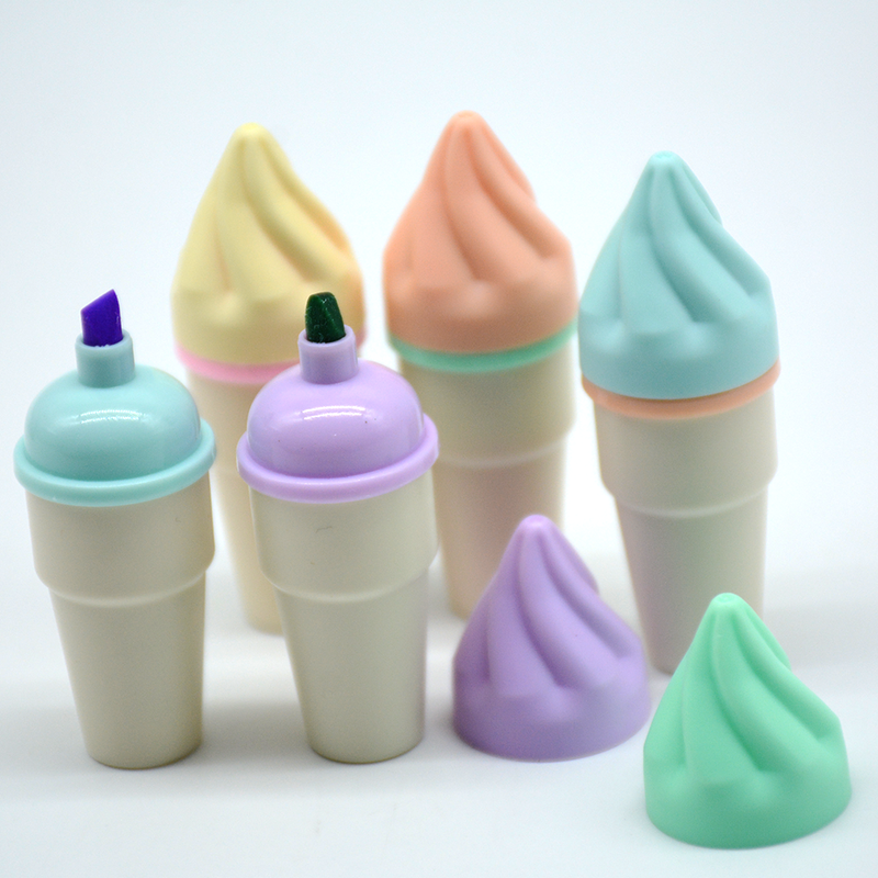 ICE-CREAM DESIGN HIGHLIGHTER PEN 6PCS ZIPPER PACK Q-173-6