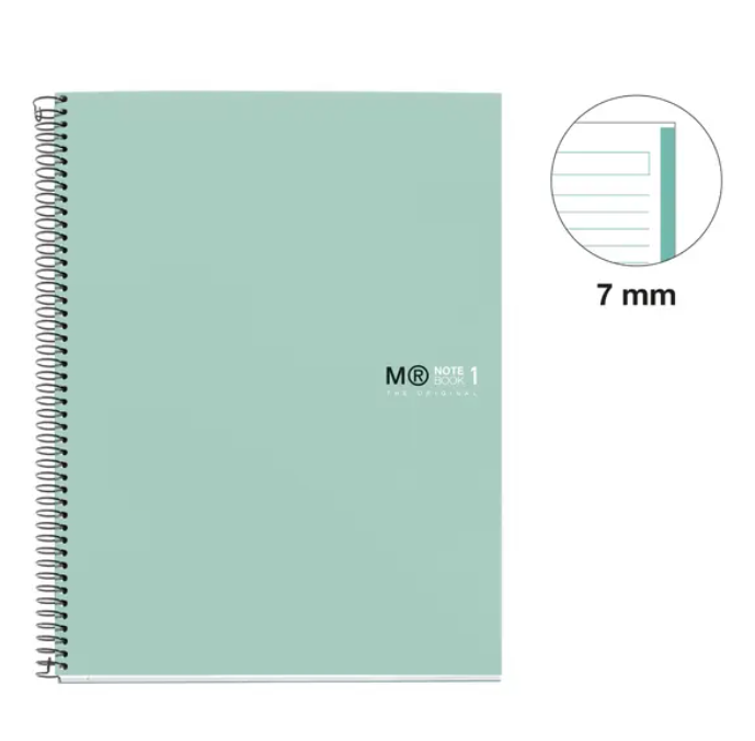 MIQUELRIUS MR-1 HARD COVER SPIRAL A4 90G 80SHT 1LINE NOTEBOOK-AQUA GREEN