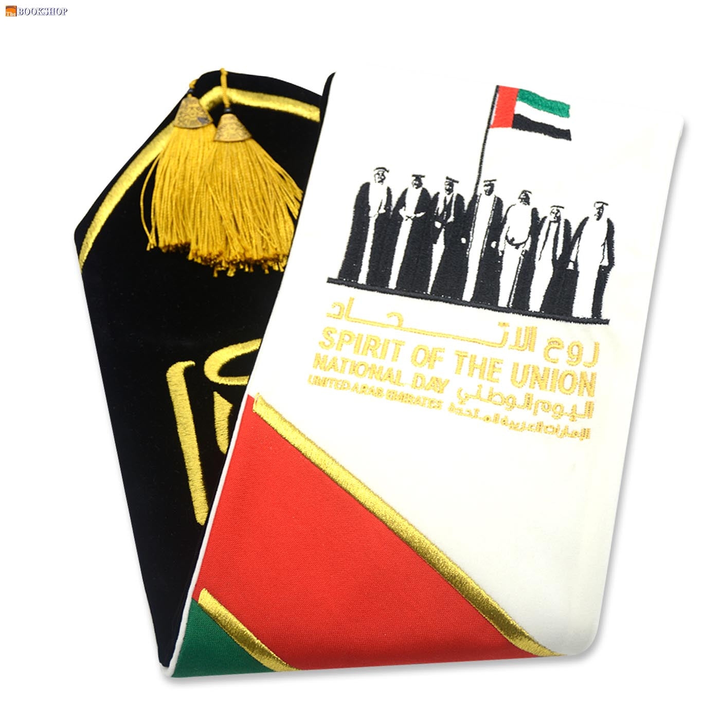 ADULT VIP COLLAR SCARF VELVET SPIRIT OF THE UNION + ARABIC TEXT (WHITE)