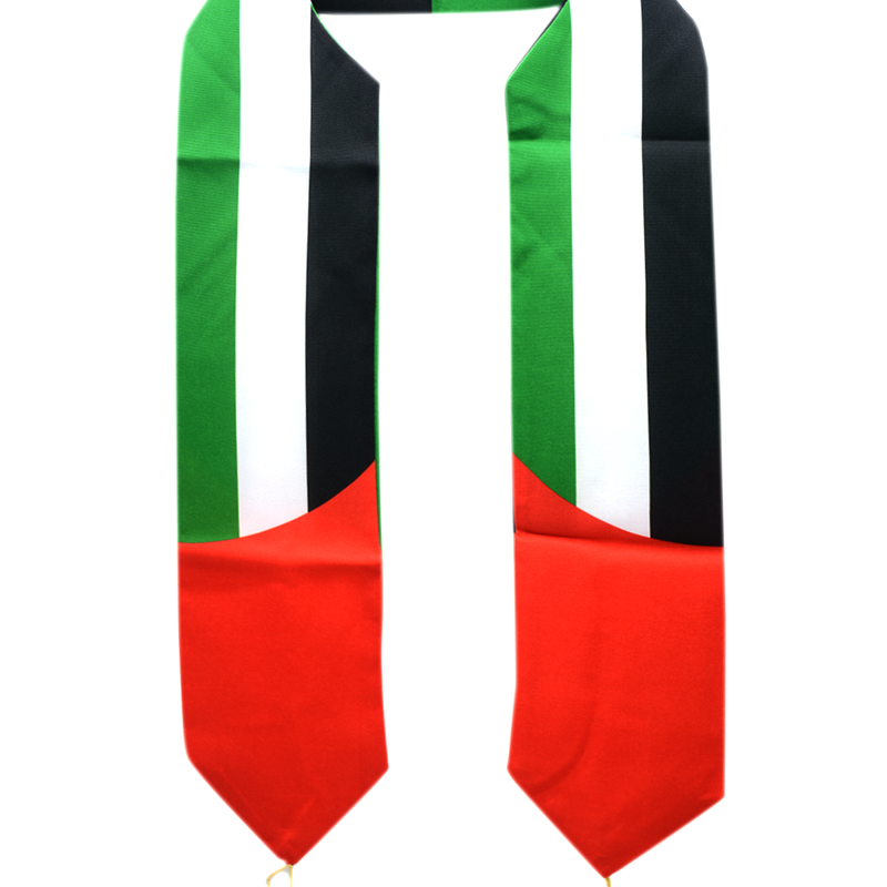 KIDS COLLAR SCARF UAE FLAG W/ GOLD TASSEL