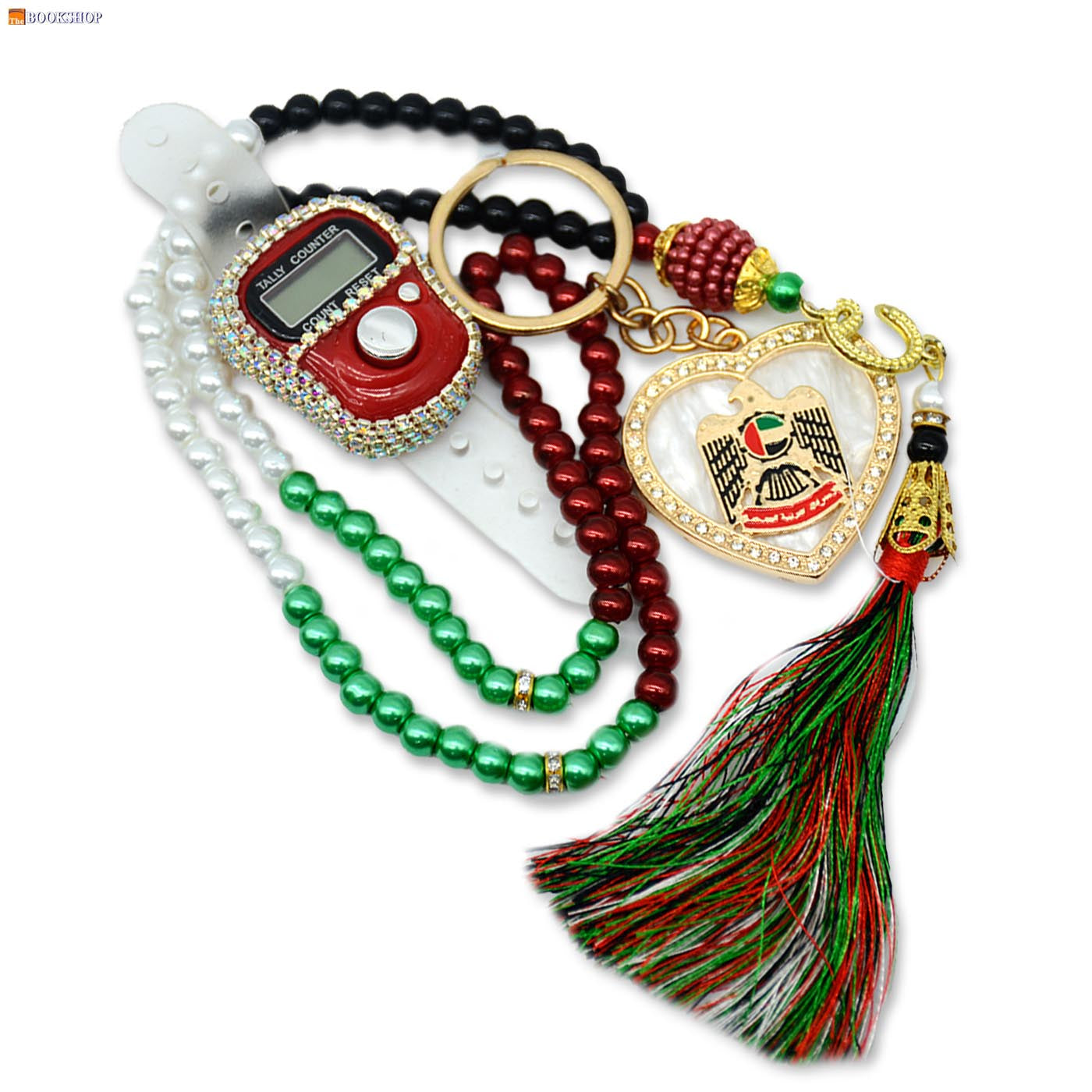 ISLAMIC PRAYER TASBIH + HEART SHAPE W/FALCON KEYCHAIN GIFT SET
