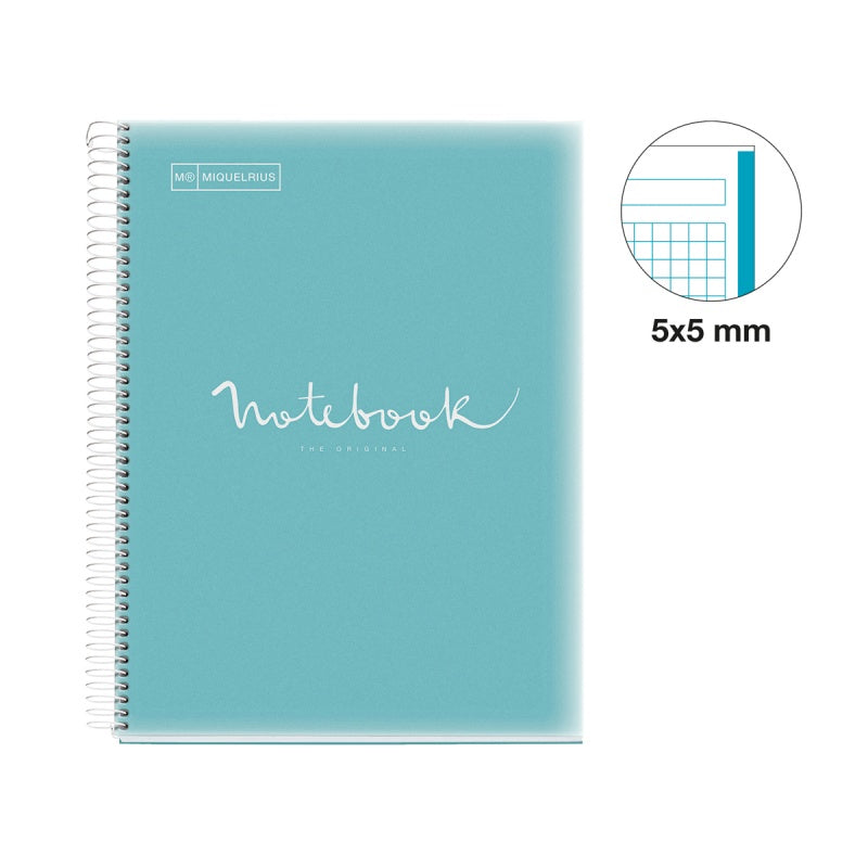 MIQUELRIUS MR PP COVER SPIRAL A4 90G 80SHT 5MM SQUARE NOTEBOOK-EMOTIONS SKYBLUE