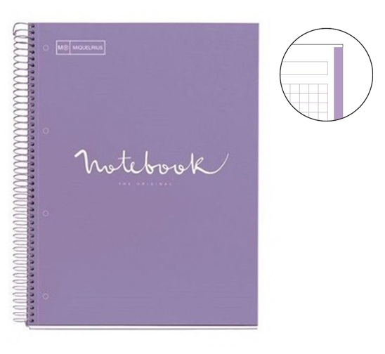 MIQUELRIUS SPIRAL A4 80SH 5MM SQUARE NOTEBOOK LAVENDER