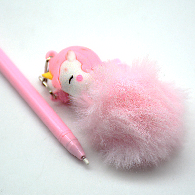 PENDANT PEN W/HAIR BALL UNICORN DESIGN