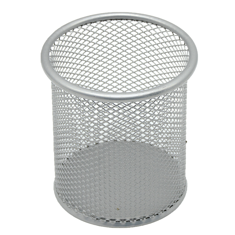 STYLEX/METAL MESH ROUND PEN HOLDER-SILVER