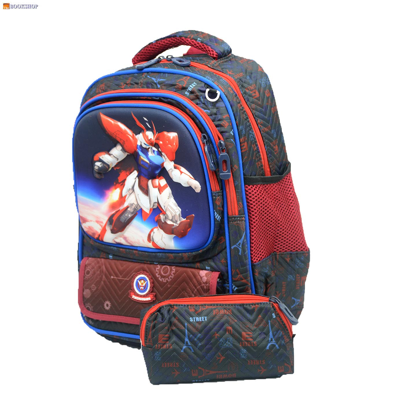 JINZHUOWANG POWER STREET 3D EMBOSSED BACKPACK 16" W/PENCIL CASE