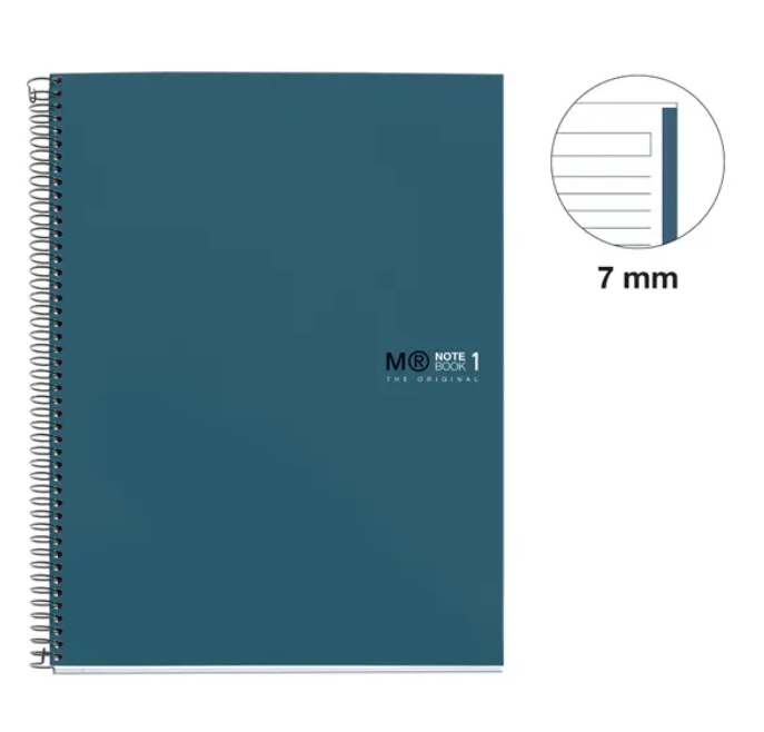 MIQUELRIUS MR-1 HARD COVER SPIRAL A4 90G 80SHT 1LINE NOTEBOOK-OCEAN BLUE