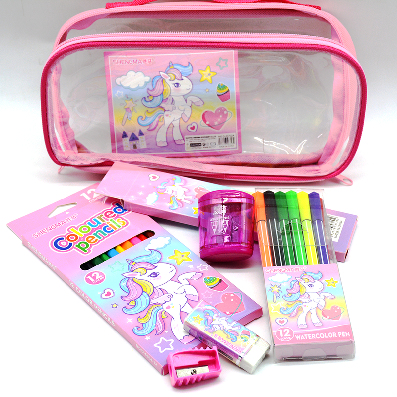 SHENGMA 6 IN1 STATIONERY SET IN ZIPPER BAG ASSTD