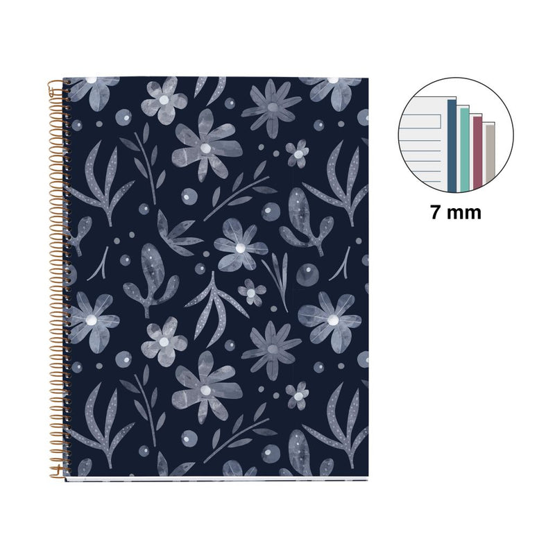 MIQUELRIUS MR HARD COVER SPIRAL A4 70G 120SHT 1LINE NOTEBOOK-DARK GARDEN MIDNIGHT