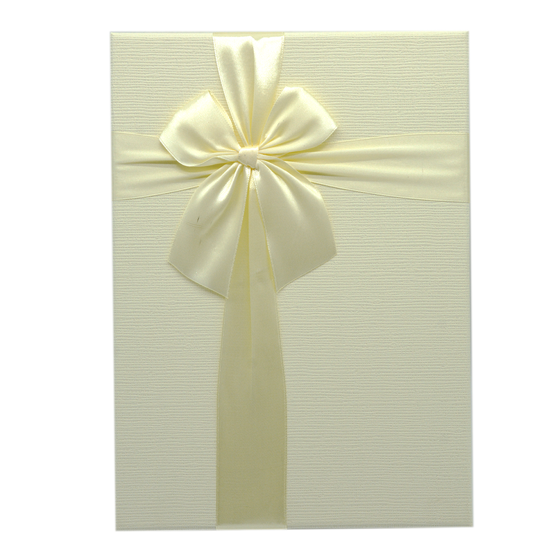 RECTANGLE PAPER GIFT BOX W/RIBBON CREAM -LARGE