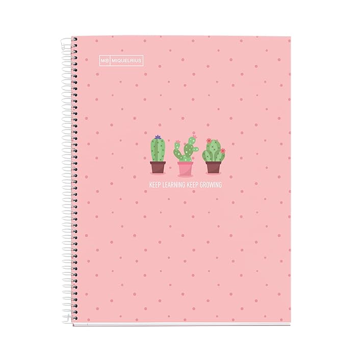 MIQUELRIUS MR HARD COVER SPIRAL A4 90G 80SHT 1LINE NOTEBOOK-CACTUS PINK