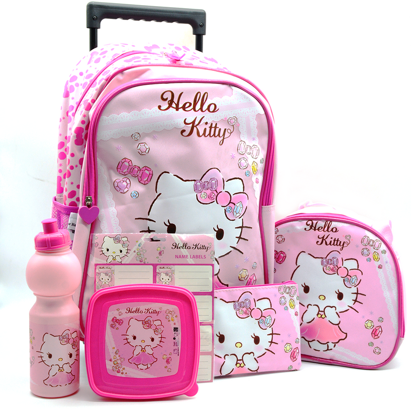 HELLO KITTY BACK TO SCHOOL TROLLEY BAG 6 IN 1 PROMOTION SET HKPR23-4