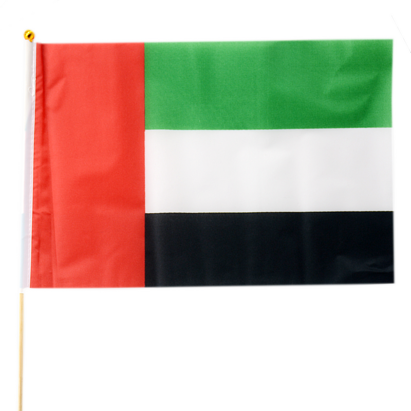 UAE FLAG FABRIC W/WOODEN STICK 20X30CM-MEDIUM