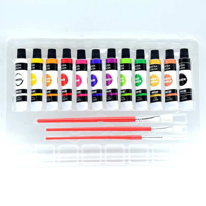 ROOT-ART WATER COLOURS SET 12COL & 3 BRUSH (12X12ML)