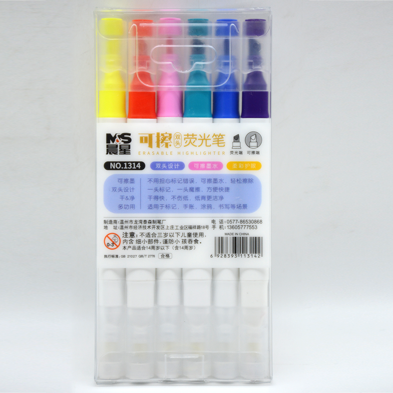 MS ERASABLE HIGHLIGHTER 6PCS PACK 1314-6