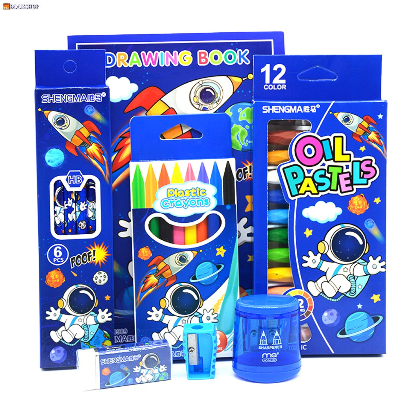 SHENGMA 7 IN1 STATIONERY SET IN ZIPPER BAG ASSTD