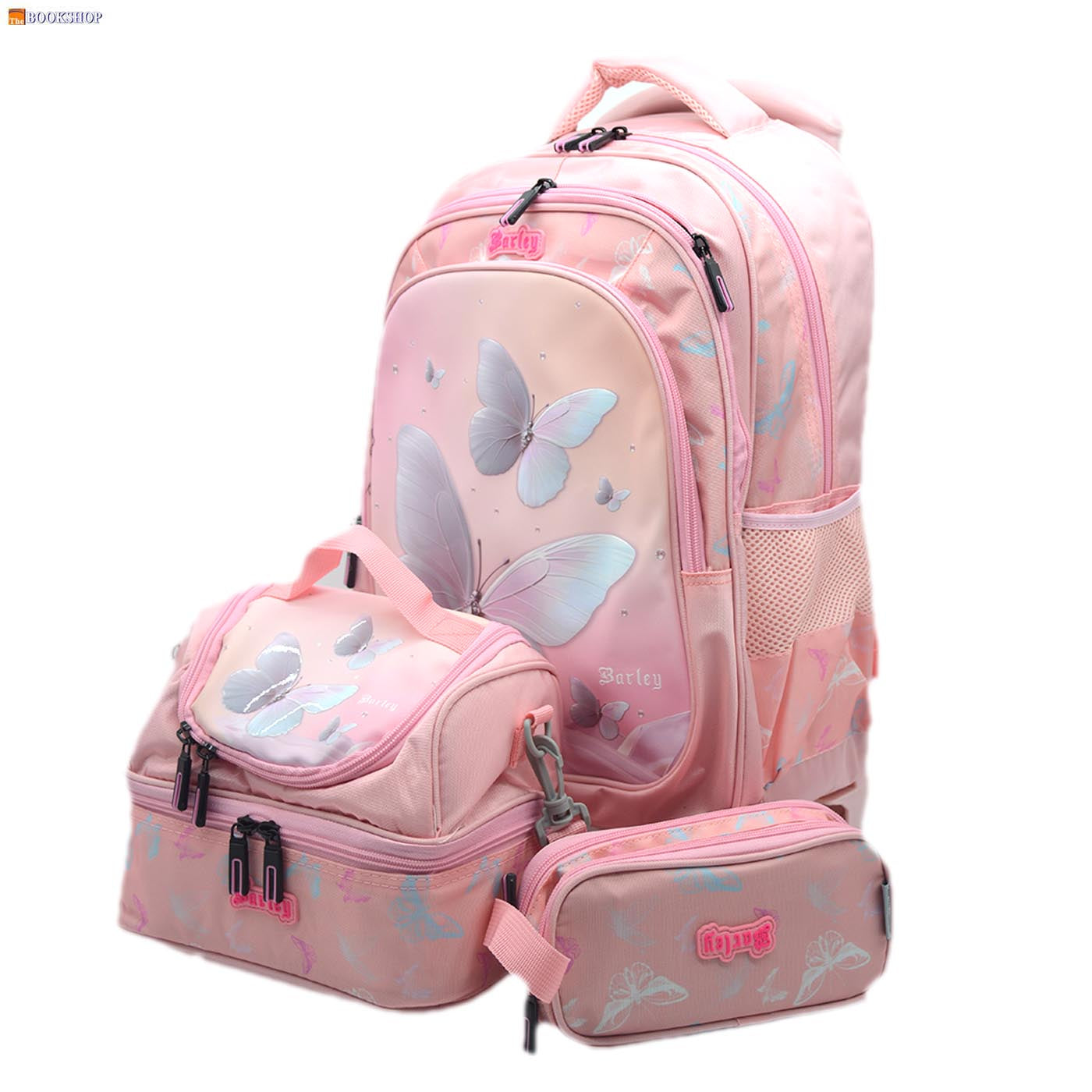 BARLEY TROLLEY BAG 18" 3COMP W/PENCIL CASE&LUNCH BAG-BUTTERFLY DESIGN