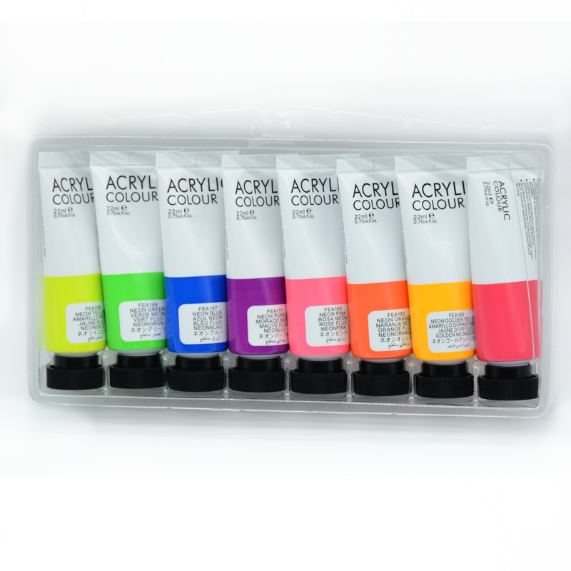 ART RANGER ACRYLIC COLOUR 8X22ML NEON COLOR