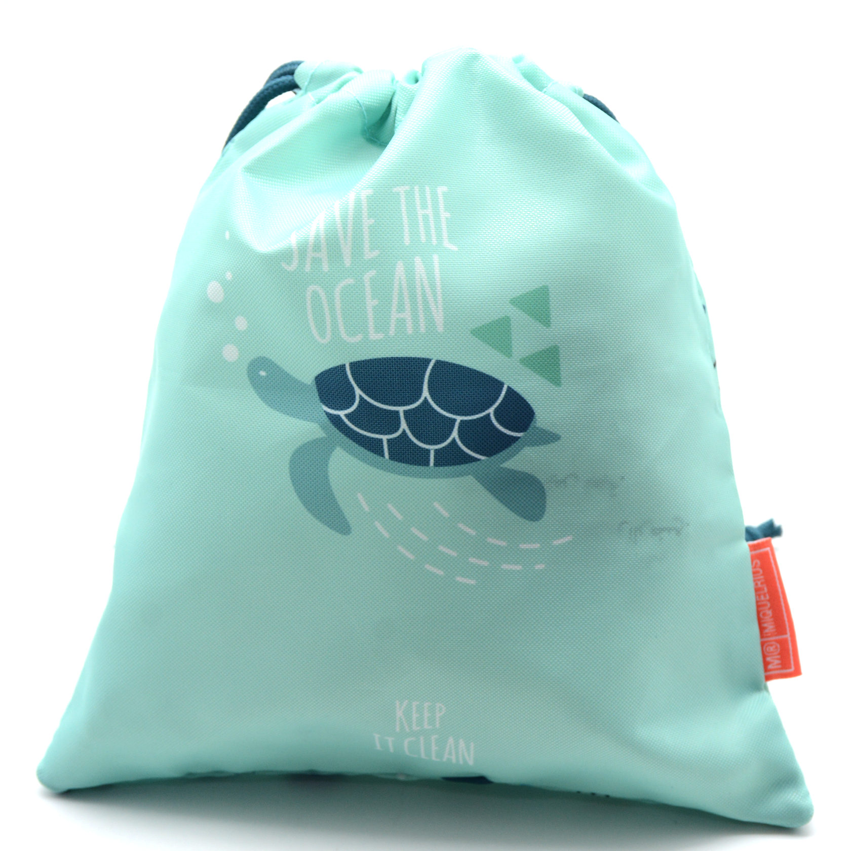 MIQUELRIUS MR DRAWSTRING BAG SMALL 9.5"-SAVE THE OCEAN
