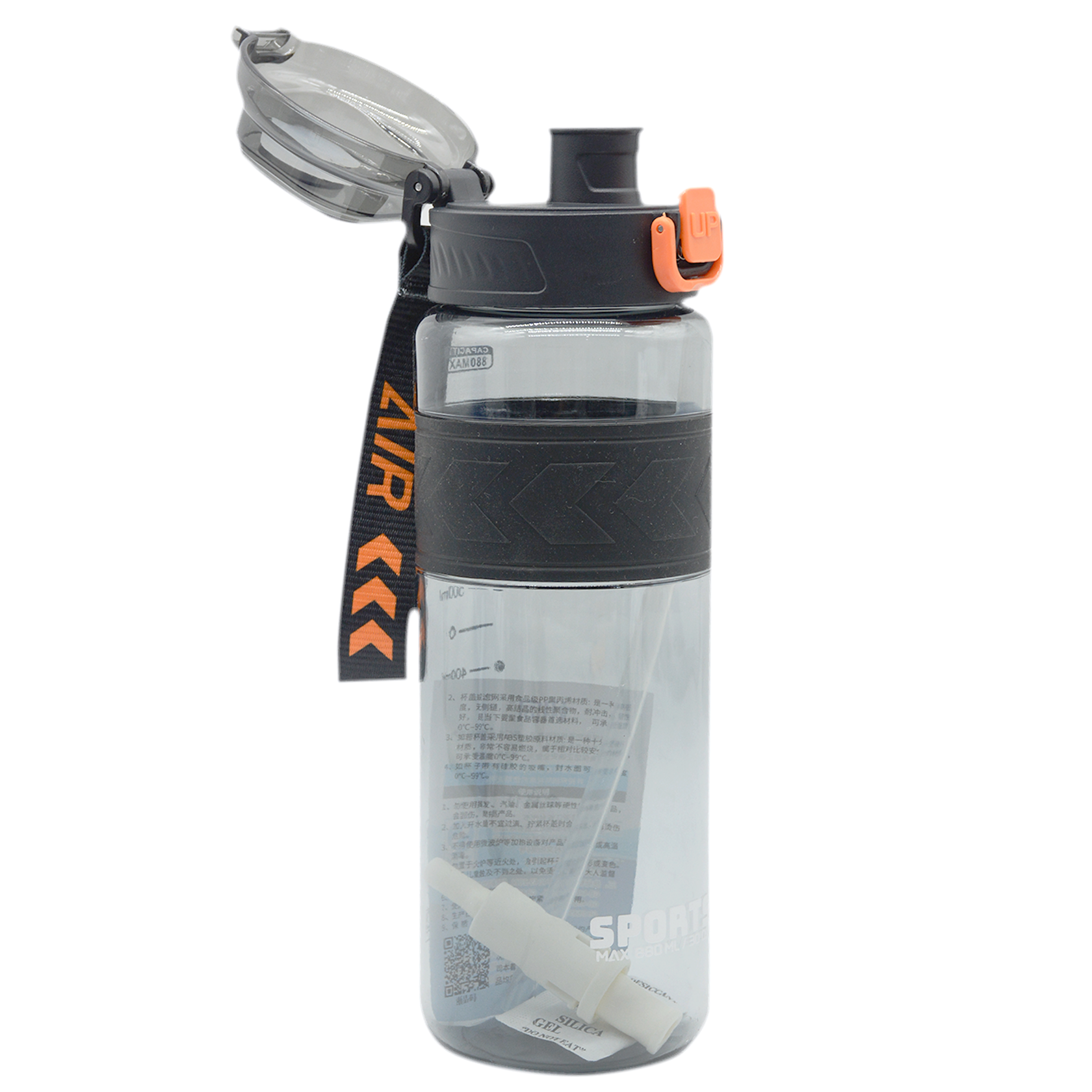 SPORTS TRANSPARENT WATER BOTTLE 880ML 6310-ASSTD