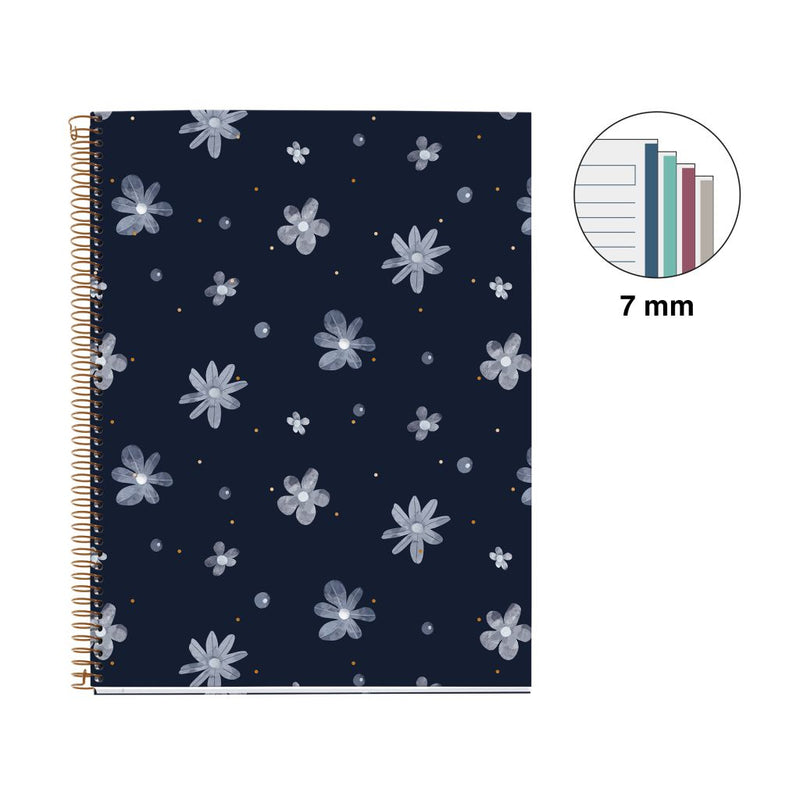 MIQUELRIUS MR HARD COVER SPIRAL A4 80G 120SHT 1LINE NOTEBOOK-MIDNIGHT