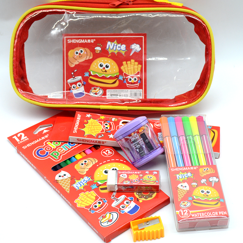 SHENGMA 6 IN1 STATIONERY SET IN ZIPPER BAG ASSTD