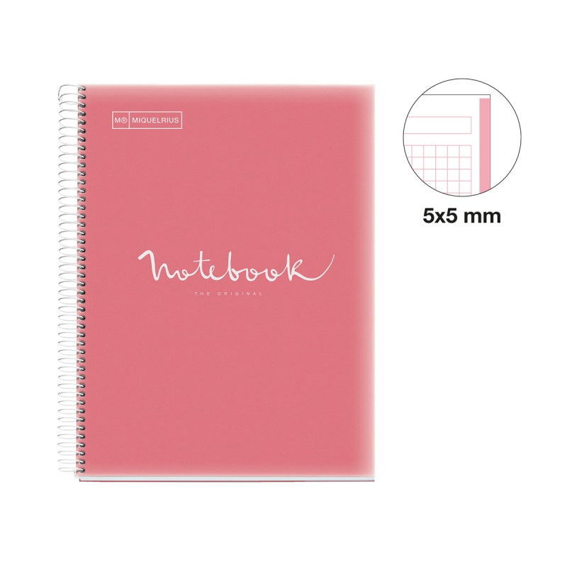 MIQUELRIUS MR PP COVER SPIRAL A4 90G 80SHT 5MM SQUARE NOTEBOOK-EMOTIONS CORAL