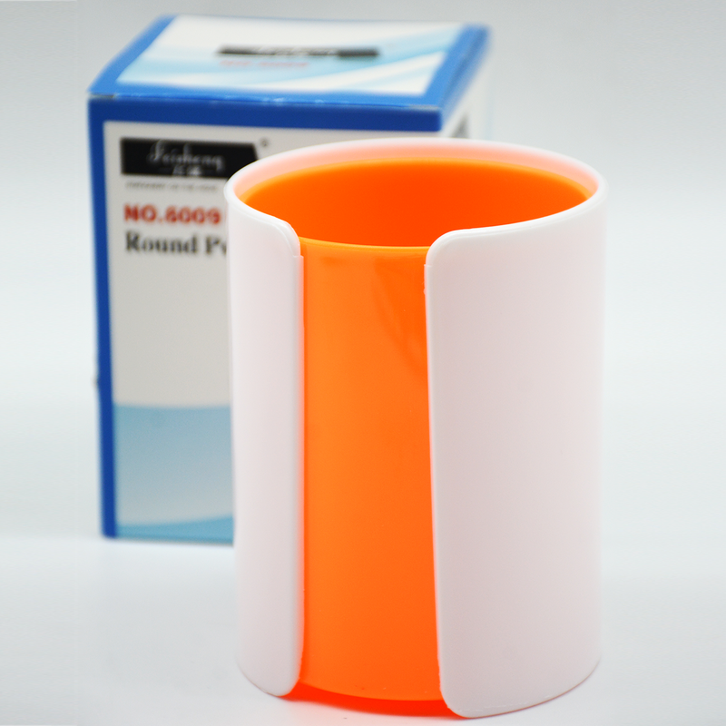 PLASTIC ROUND 2in1 PEN HOLDER FS6009