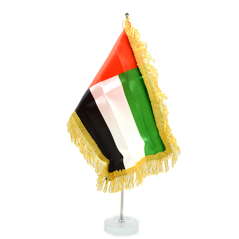 SBC UAE TABLE FLAG 20X30CM W/ ROUND CRYSTAL BASE