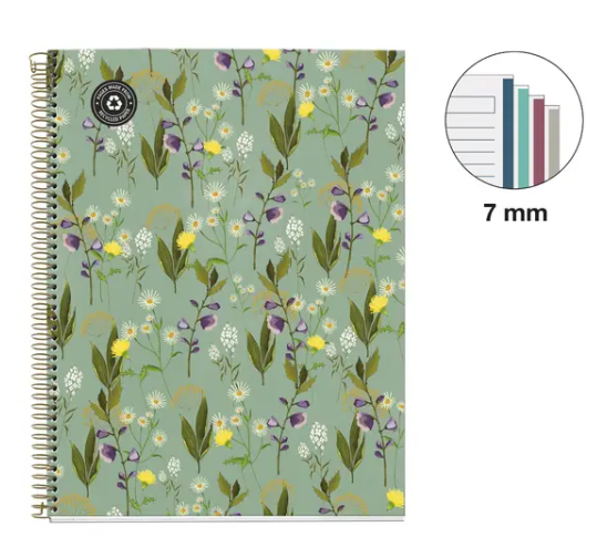 MIQUELRIUS MR HARD COVER SPIRAL A4 70G 120SHT 1LINE NOTEBOOK-GREEN GARDEN