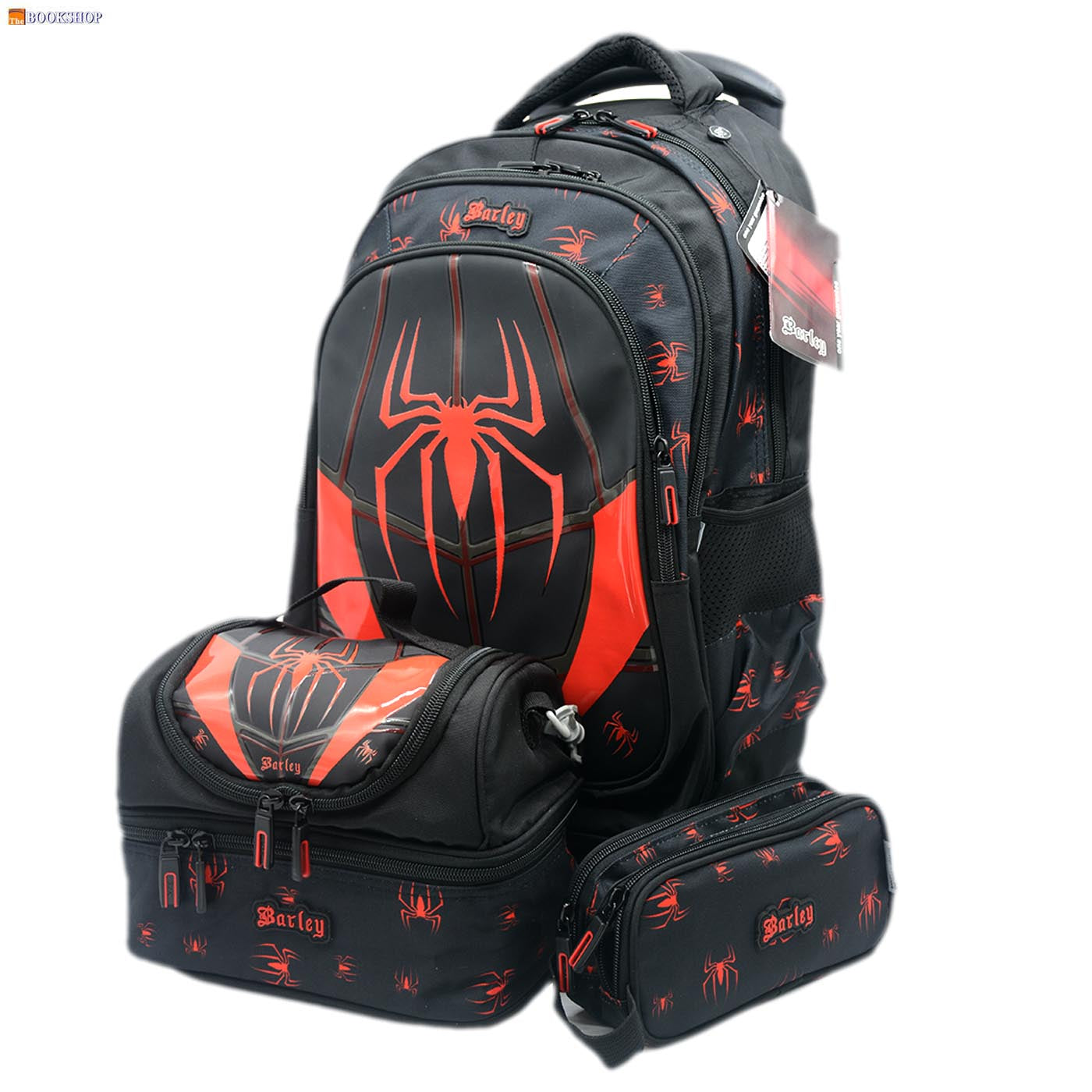 BARLEY TROLLEY BAG 18" 3COMP W/PENCIL CASE&LUNCH BAG-SPIDERMAN