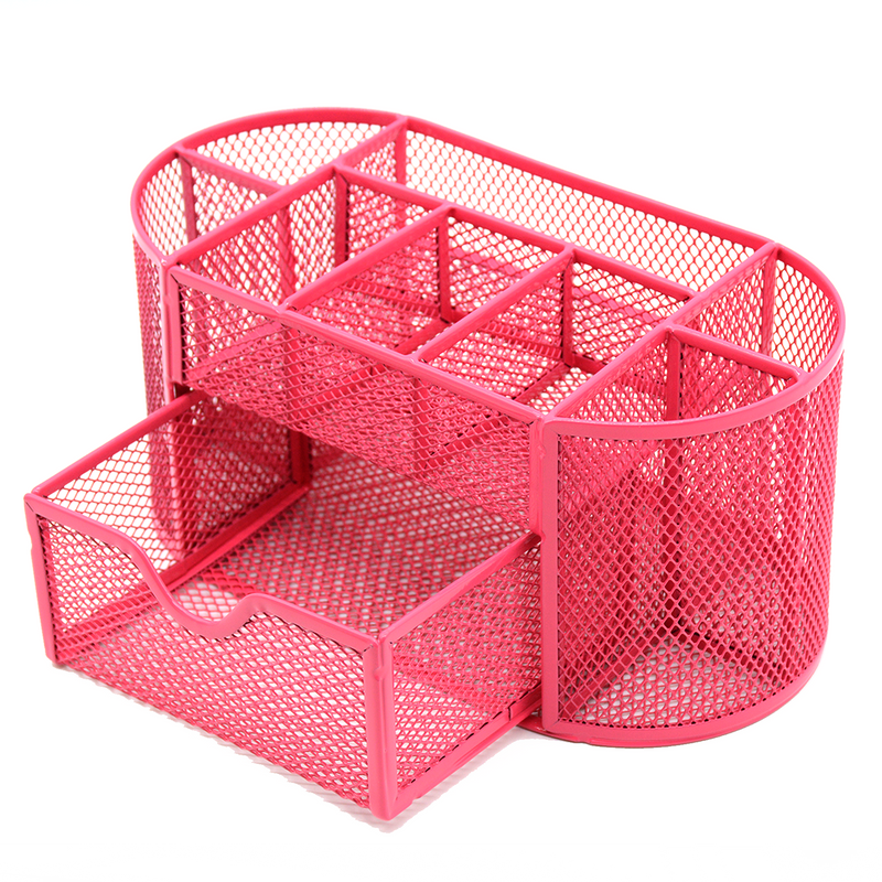 METAL MESH OVAL SHAPE ORGANISER-FUSHCIA